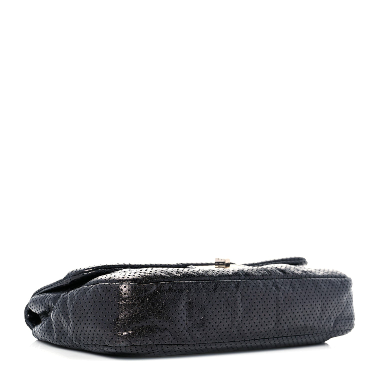 Chanel Metallic Crackled Calfskin Large Perforated Drill Flap Black 4 of 9