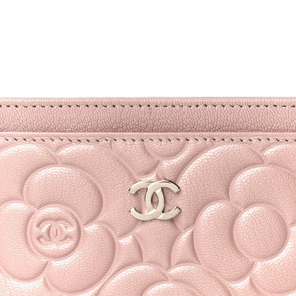 Chanel Goatskin Camellia Embossed Card Holder Light Pink 9 of 14