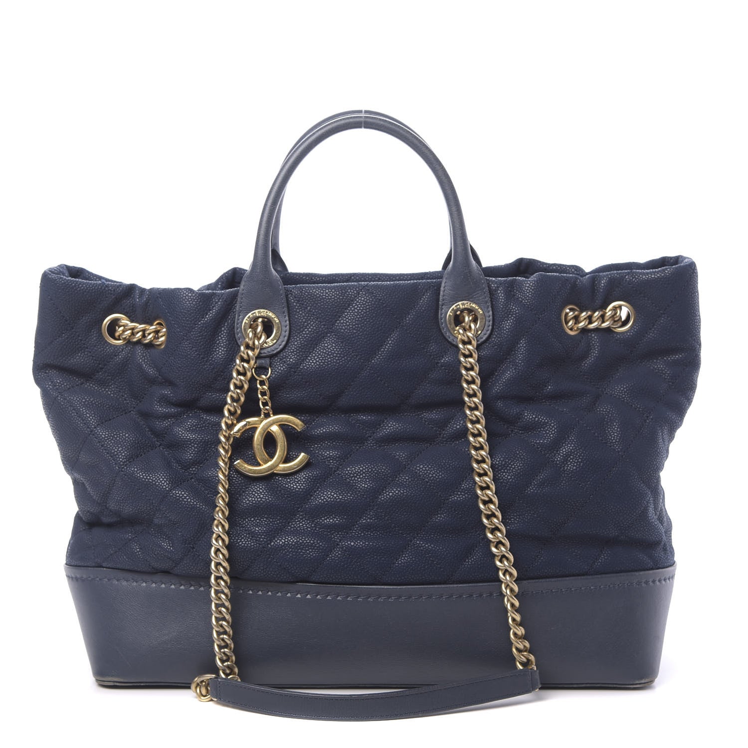 Chanel Iridescent Caviar Quilted Globe Trotter Shopping Tote Navy Blue 1 of 17
