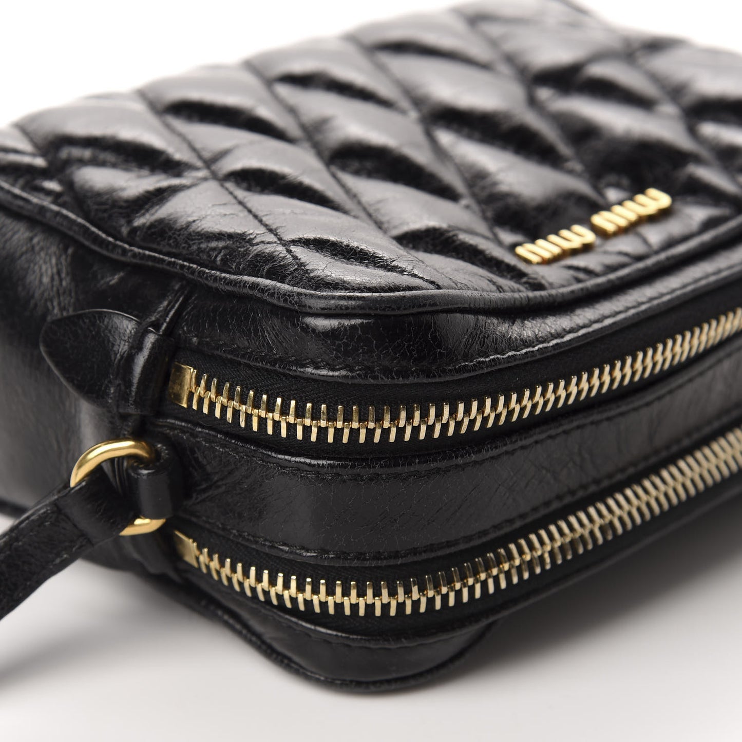 Vitello Shine Quilted Camera Bag Black