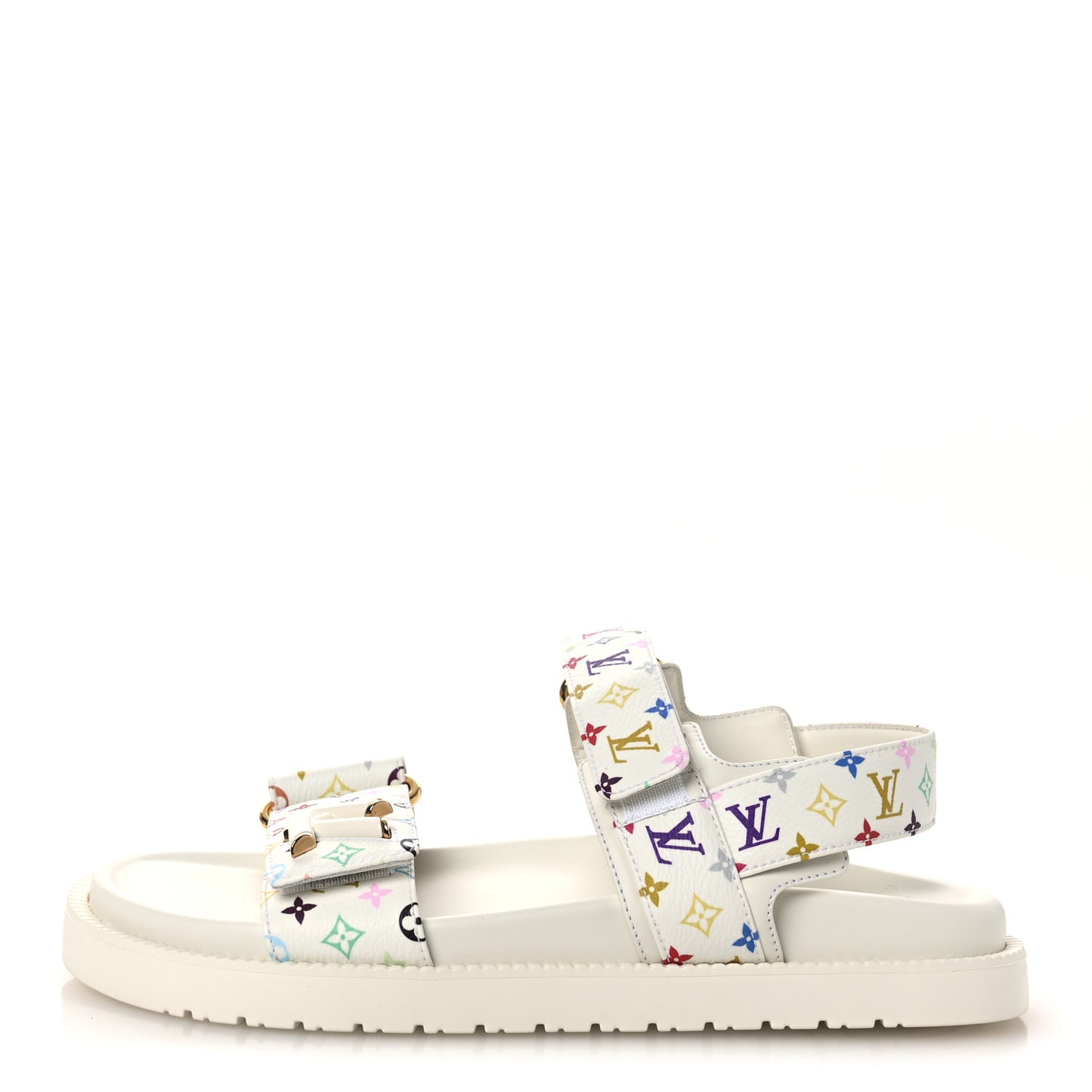 LV X TM Monogram Multicolor Sunset Flat Sandals 37 White