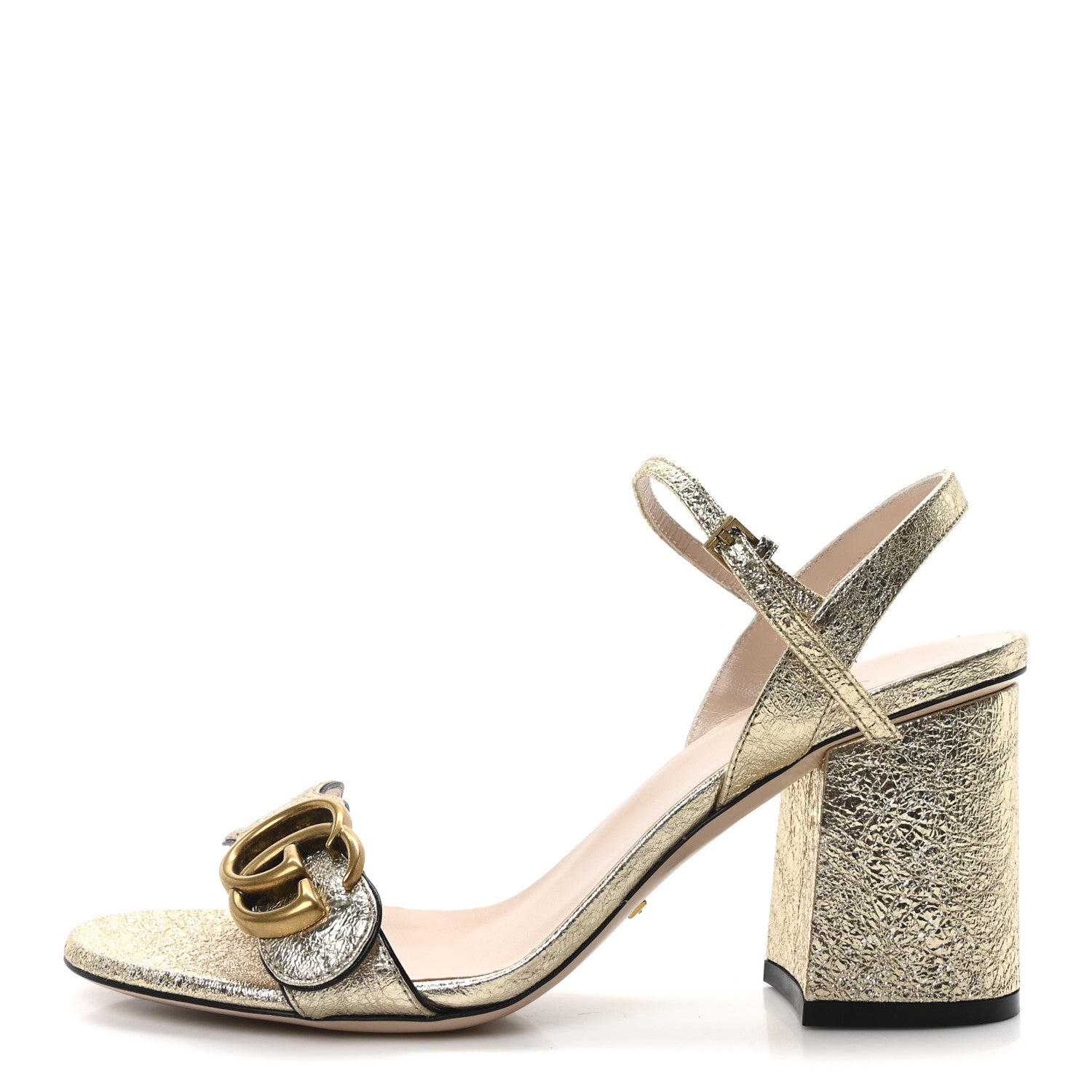 Gucci Galassia GG Marmont Ankle Wrap 75mm Sandals 37 Platino 1 of 9