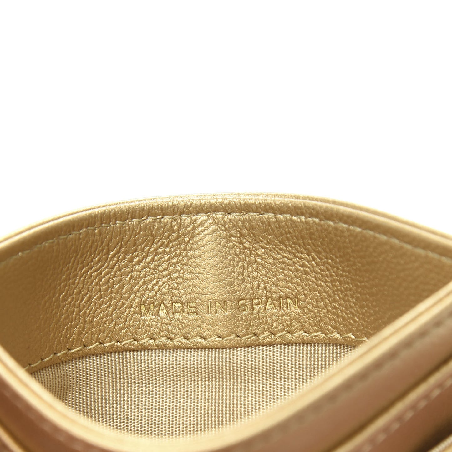 Metallic Goatskin Quilted Chanel 19 Card Holder Gold