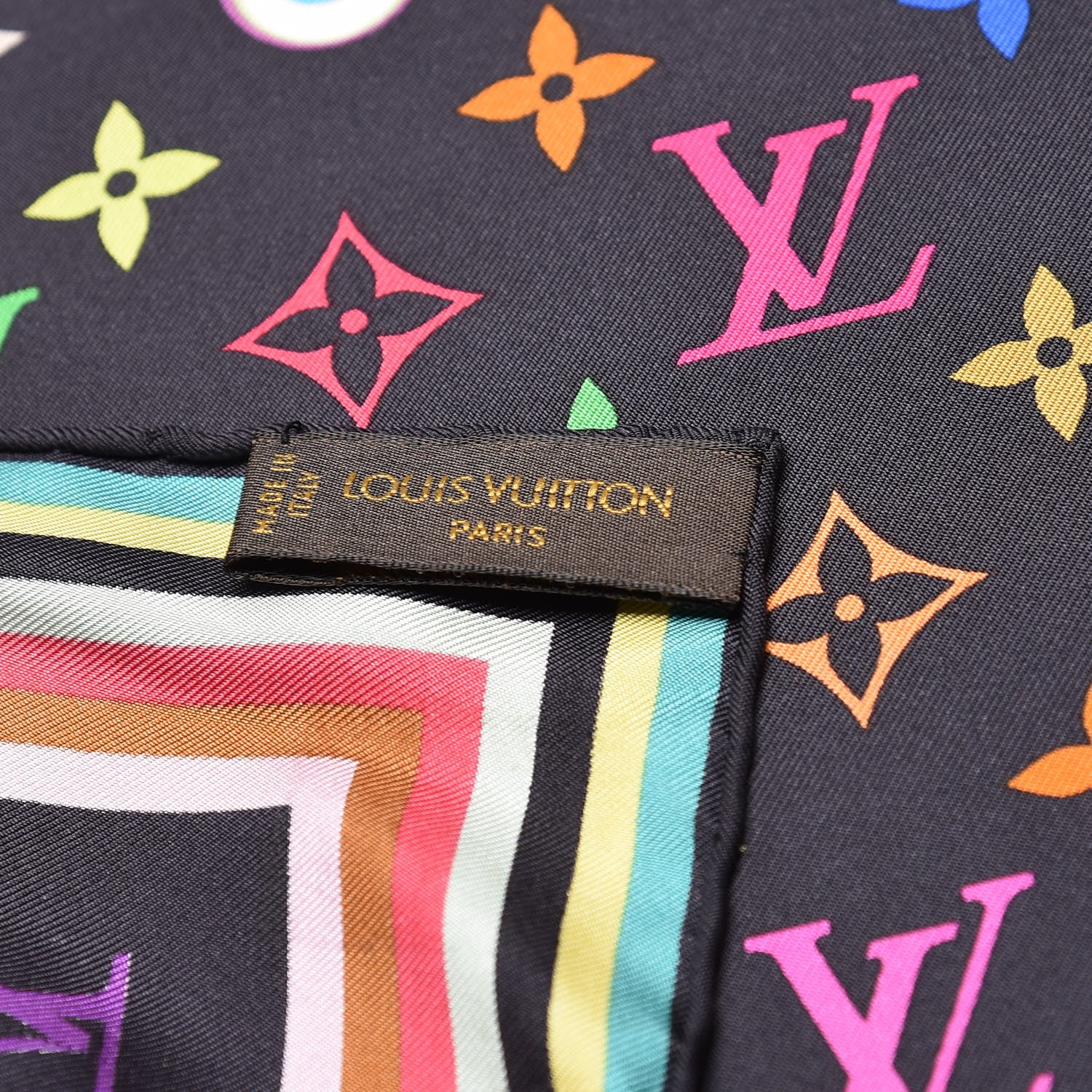 Louis Vuitton Silk Multicolor Eye Love Scarf Black 4 of 4