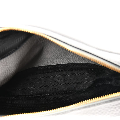 Prada Vitello Daino Soft Medium Double Zip Shoulder Bag Ardesia 5 of 9