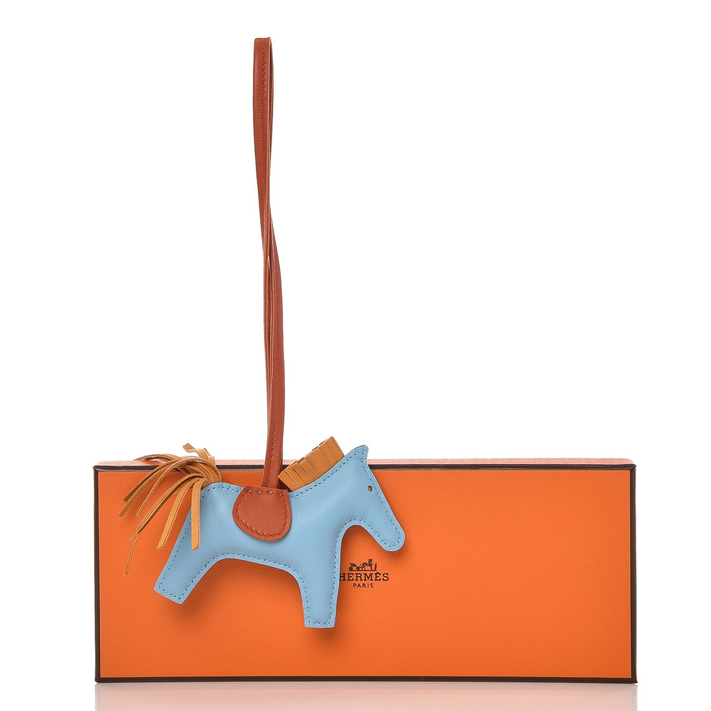 Milo Lambskin Grigri Rodeo Horse Bag Charm PM Celeste Naturel Bouton D'Or Cornaline