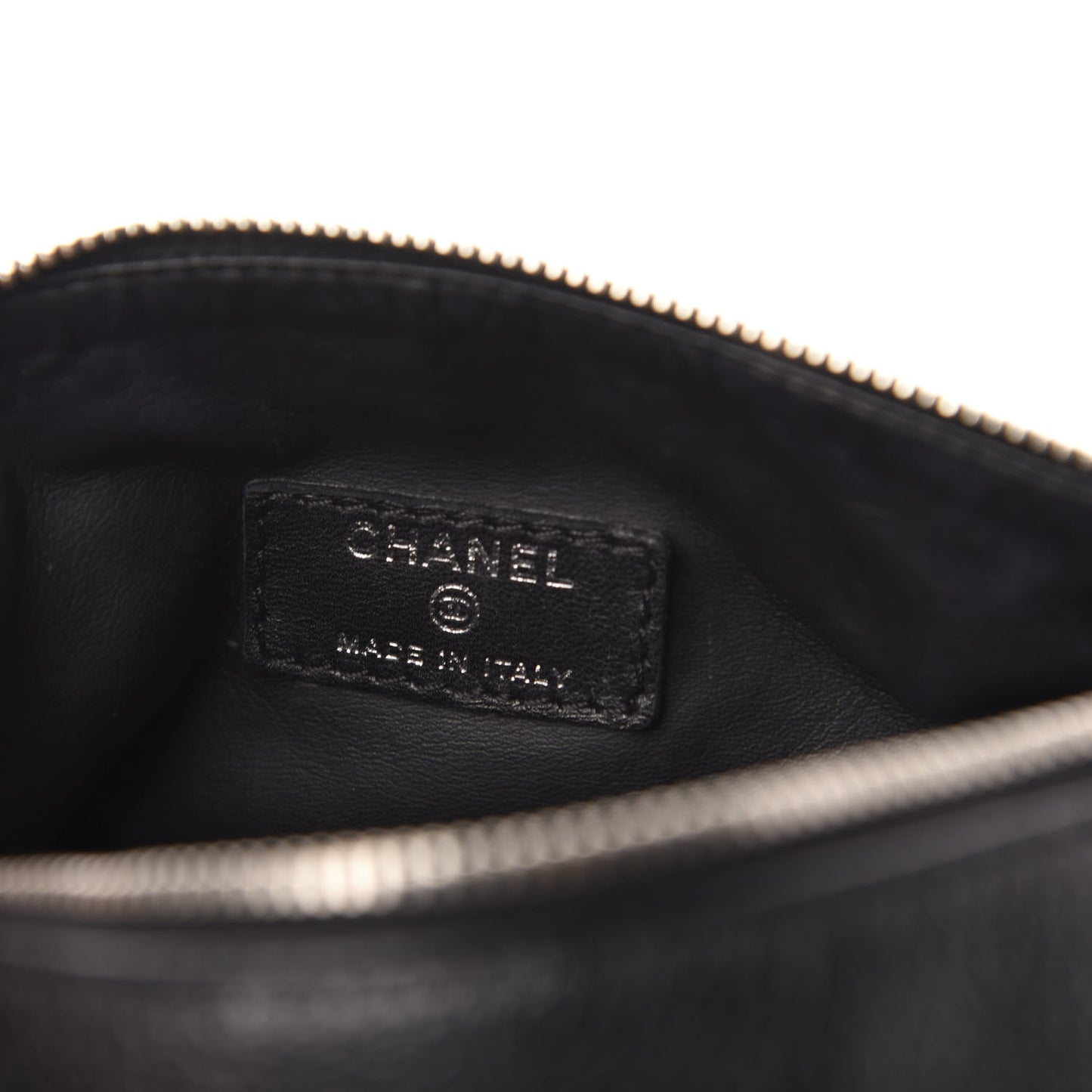 Grained Calfskin Logo Cosmetic Case Black