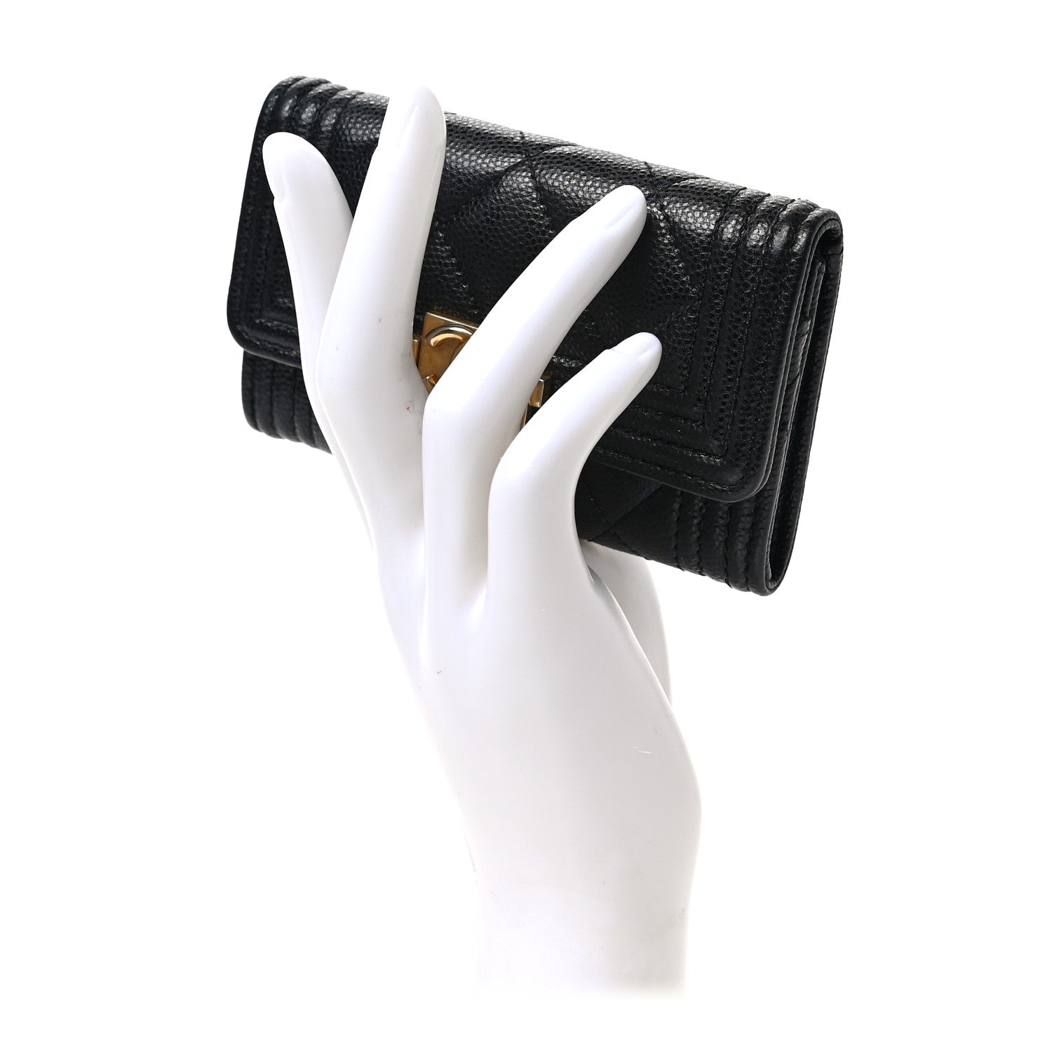 Chanel Caviar Quilted Boy Flap Card Holder Black 2 of 8