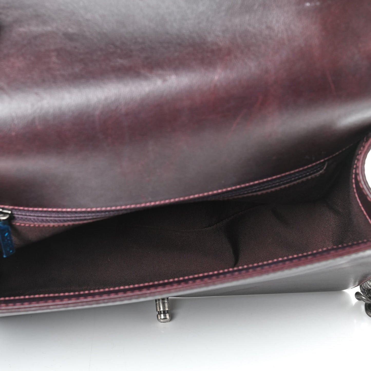 Goatskin Quilted New Medium Boy Handle Flap Burgundy