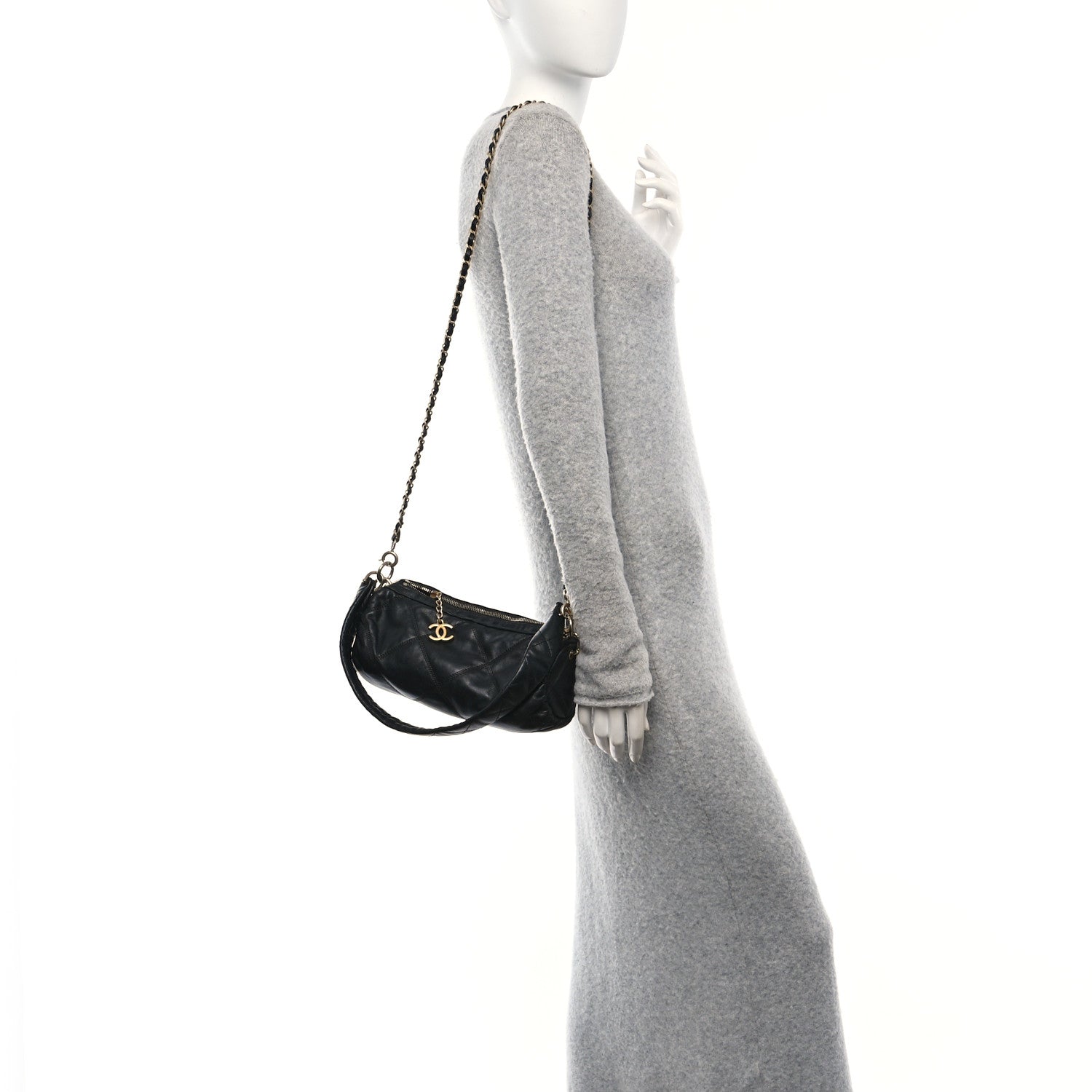 Chanel Lambskin Quilted  Bowling Bag Black 2 of 10