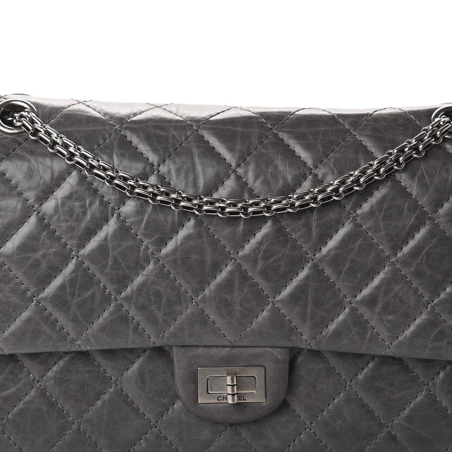 Aged Calfskin Quilted 50th Anniversary 2.55 Reissue 227 Flap Grey