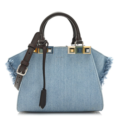 Fendi Denim Studded Mini 3Jours Tote Light Blue 1 of 8