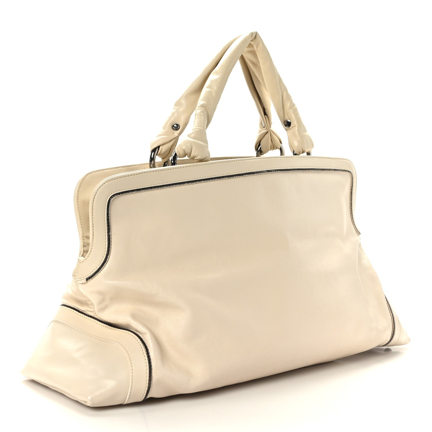 Chanel Lambskin East West Soho Shopper White 3 of 9
