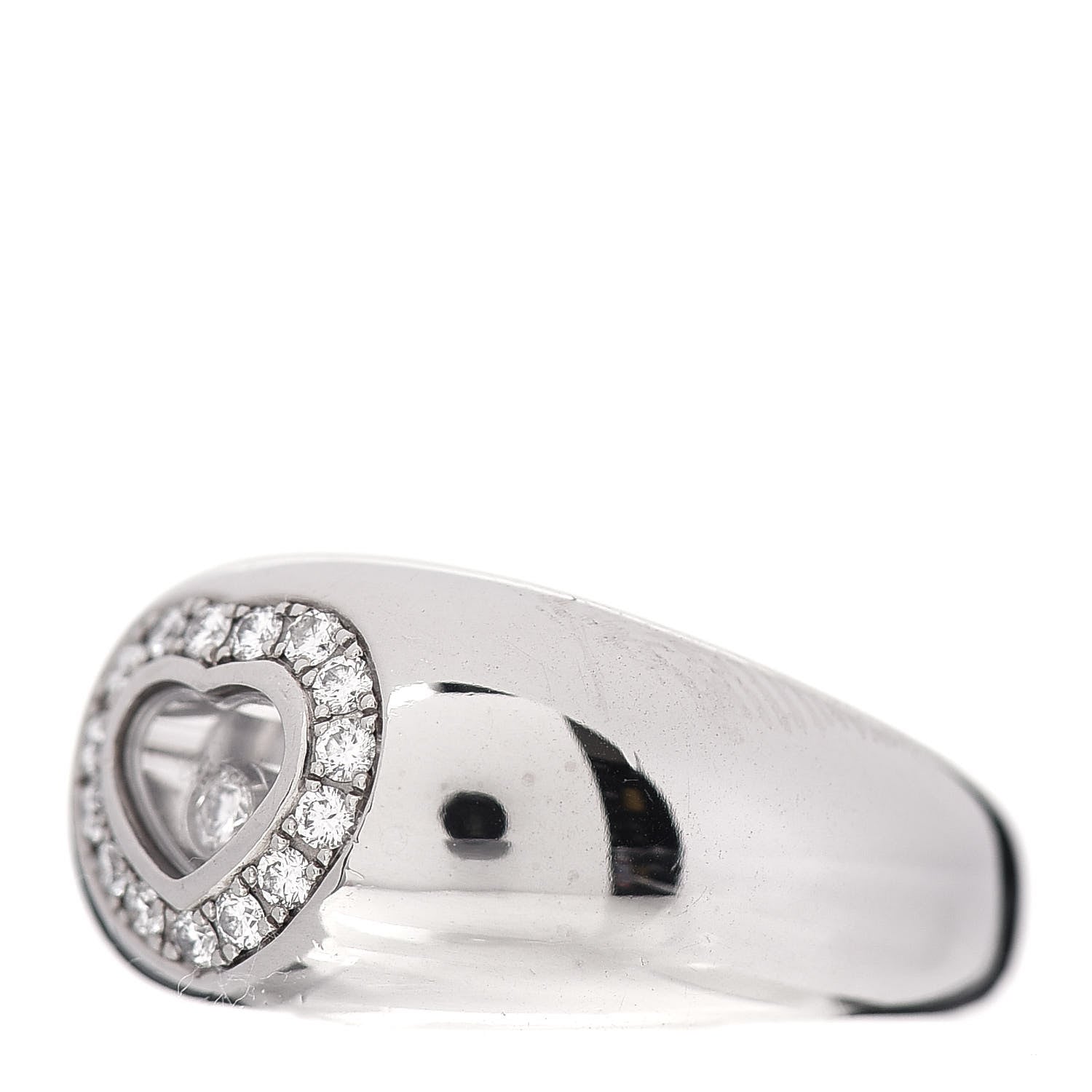 Chopard 18K White Gold Diamond Happy Heart Dome Ring 53 6.5 3 of 5
