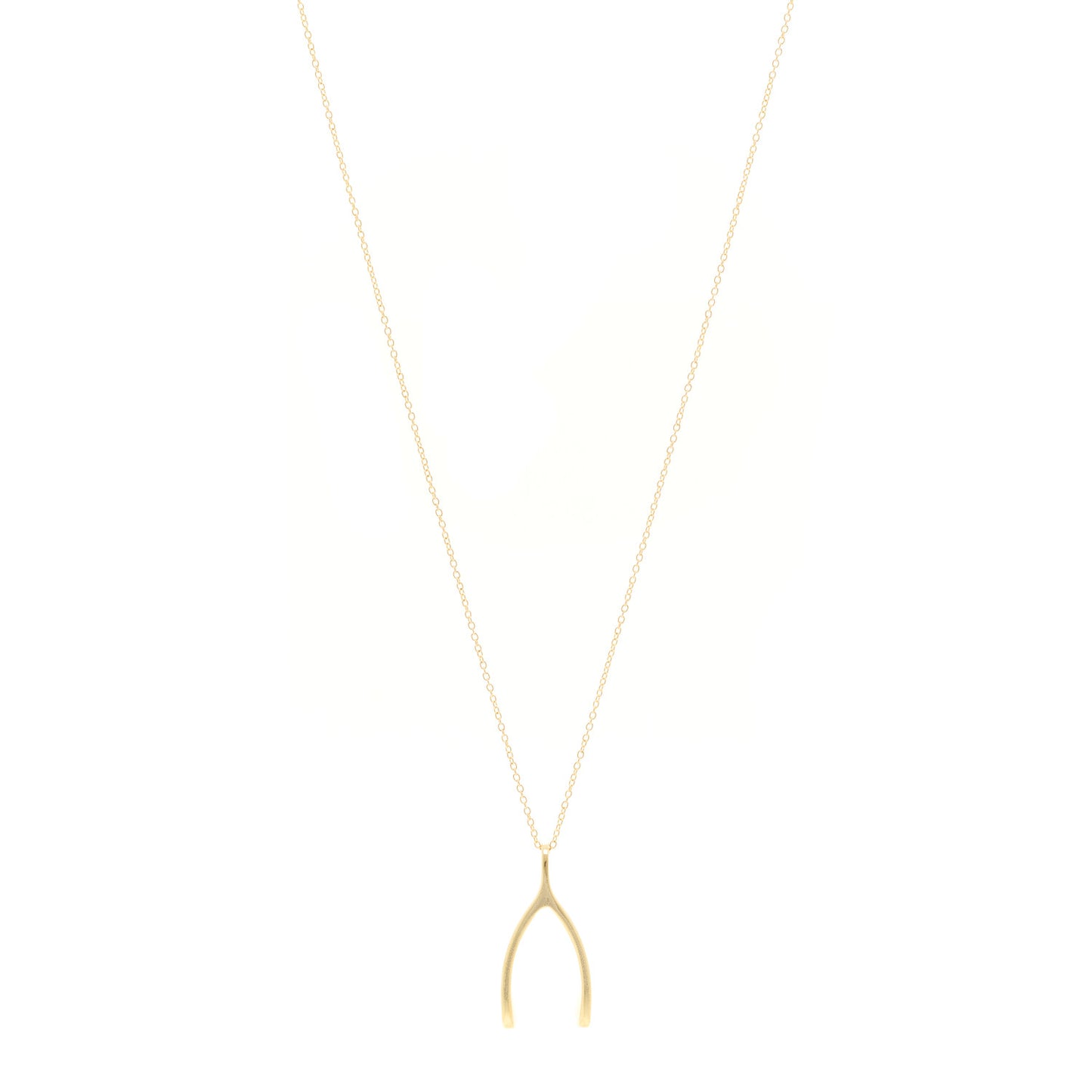 18K Yellow Gold Wishbone Pendant Necklace
