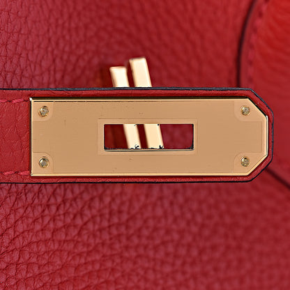 Hermes Taurillon Clemence Horseshoe Birkin 35 Rouge Casaque Black 11 of 40