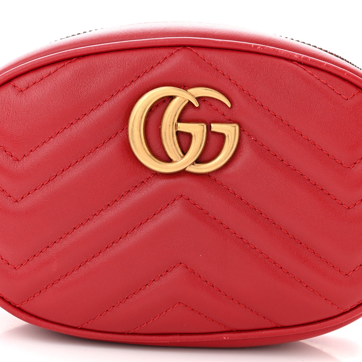 Gucci Calfskin Matelasse GG Marmont Belt Bag 75 30 Hibiscus Red 8 of 13