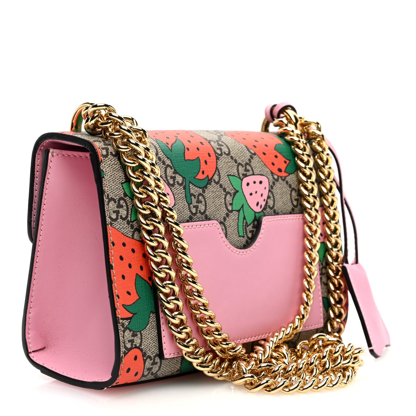 GG Supreme Monogram Strawberry Small Padlock Shoulder Bag