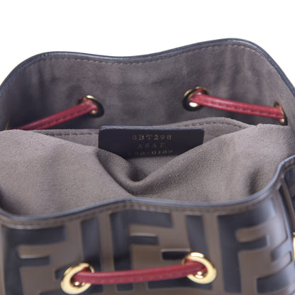 Fendi Vitello Grace F is Fendi Bi-Color FF 1974 Embossed Grande Mon Tresor Bucket Bag Maya Black Fragola 10 of 11