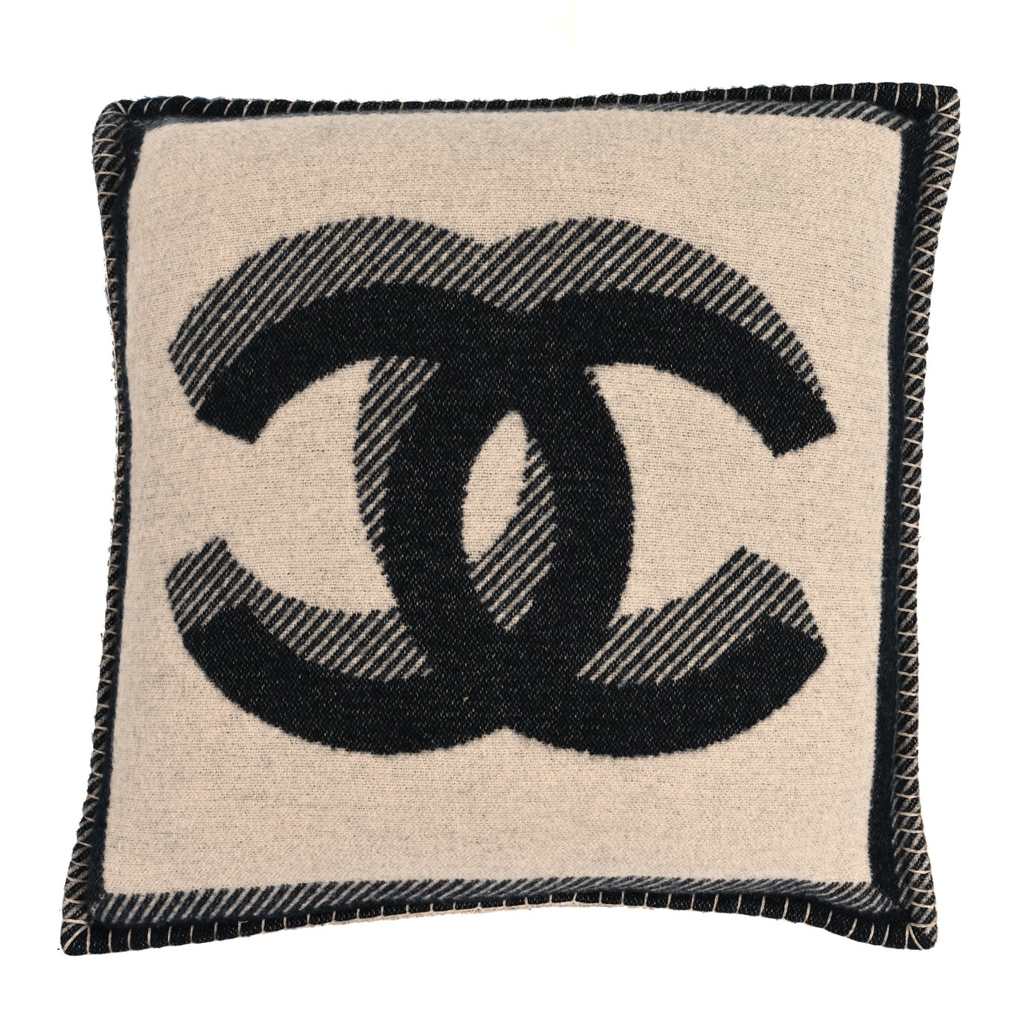 Merino Wool Cashmere CC Pillow Beige Black