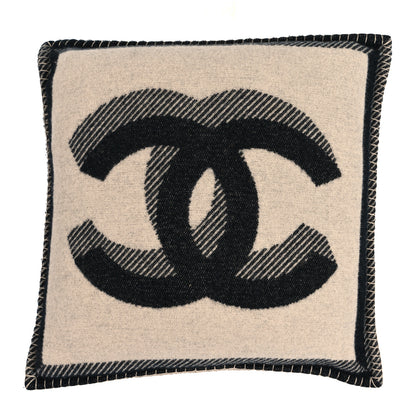 Chanel Merino Wool Cashmere CC Pillow Beige Black 1 of 3