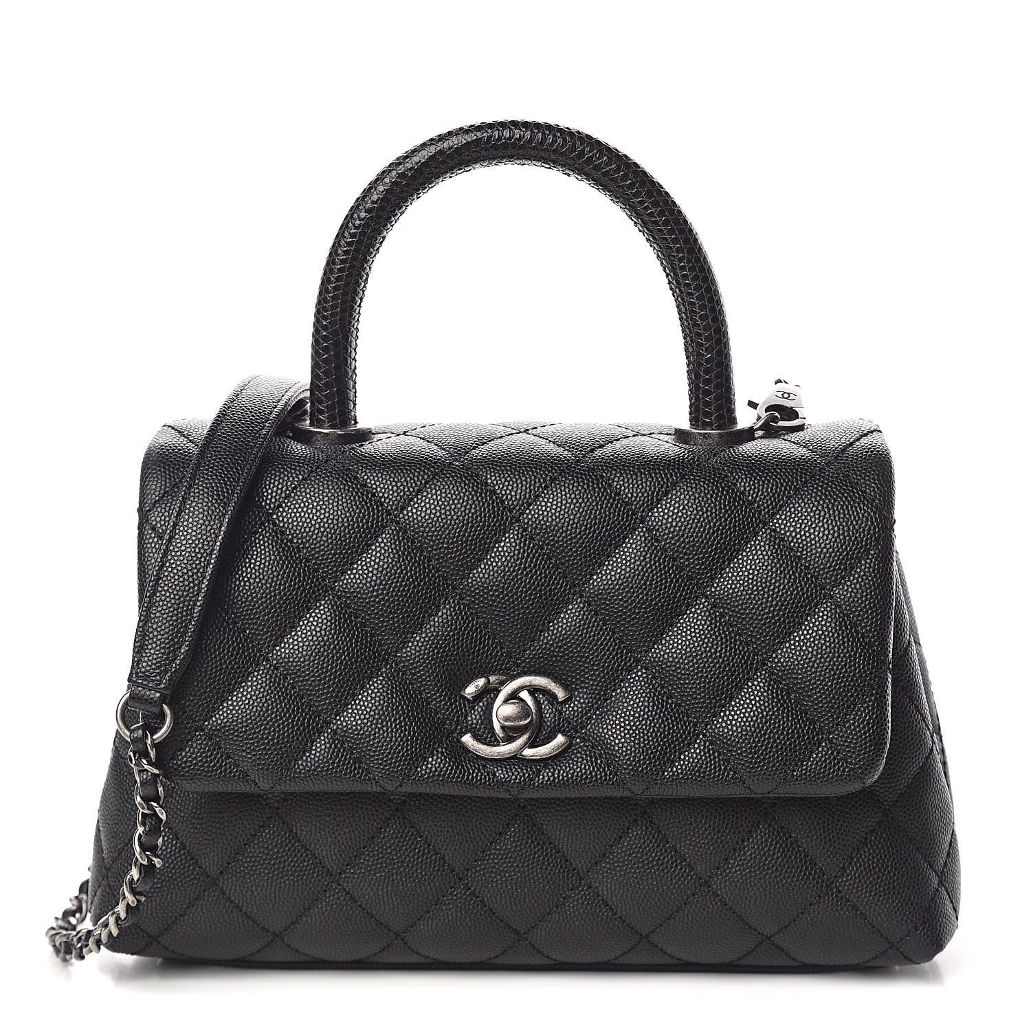 Chanel Caviar Lizard Quilted Mini Coco Handle Flap Black 1 of 11