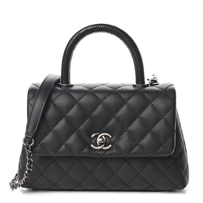 Chanel Caviar Lizard Quilted Mini Coco Handle Flap Black 1 of 11