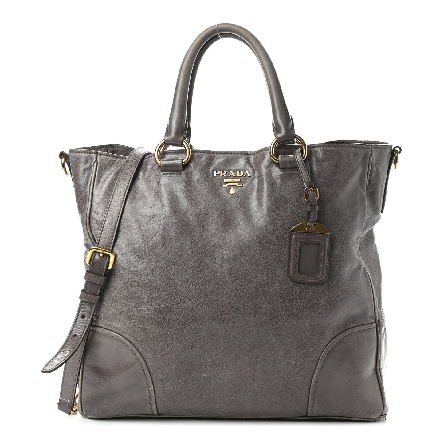 Vitello Shine Top Handle Bag Fumo