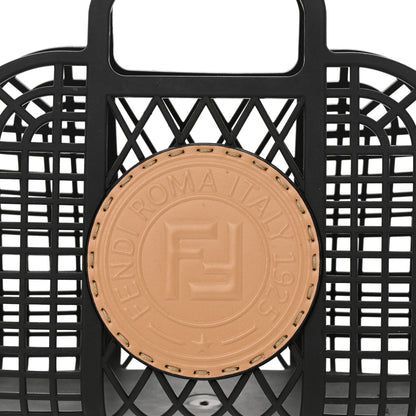 Fendi Recycled Plastic Vitello Liberty Matte Small Fendi Basket Black Miele Scuro 9 of 11