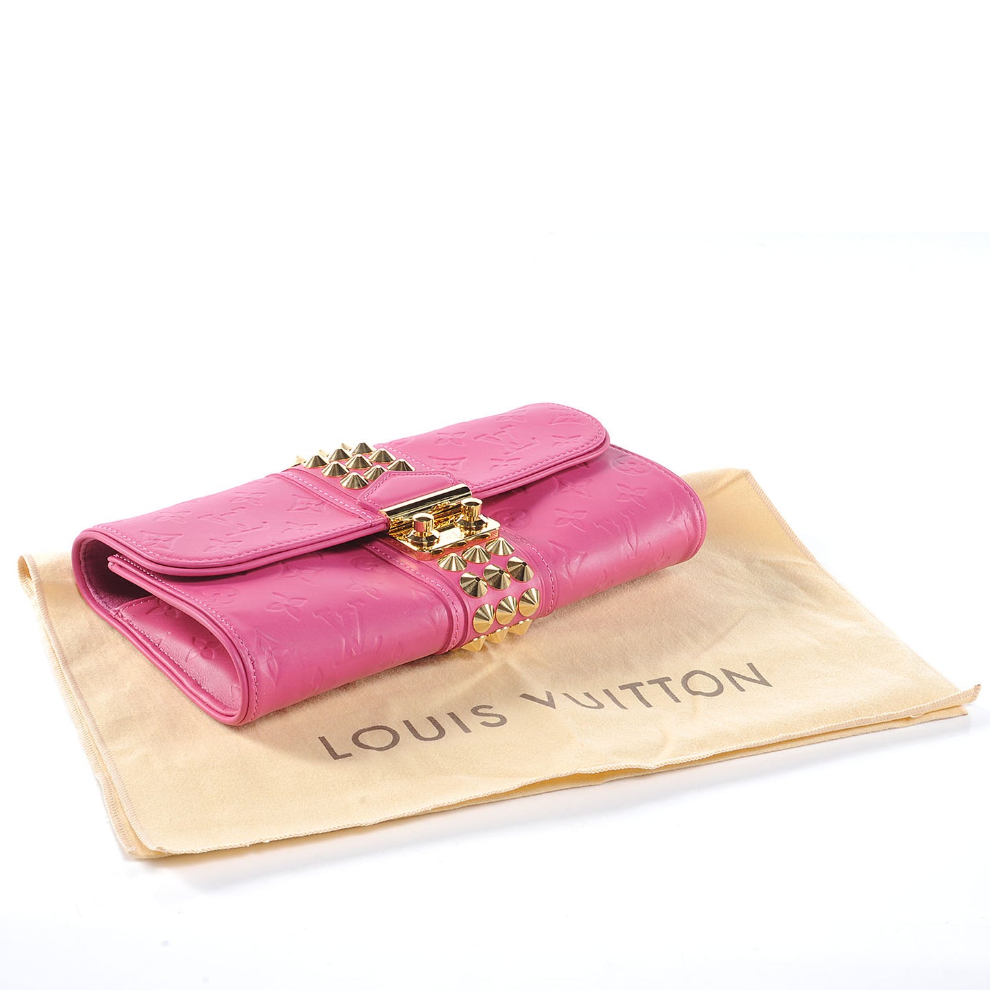 Calfskin Embossed Courtney Pochette Clutch Fuchsia