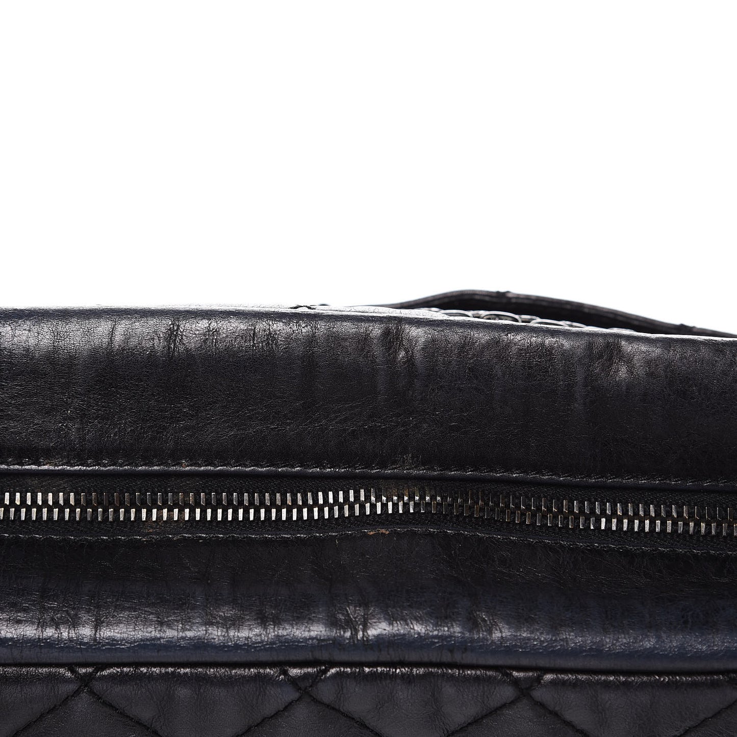 Metallic Aged Calfskin Quilted Large Reissue Camera Case Black