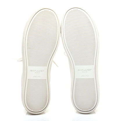 Saint Laurent Perforated Calfskin Glitter Andy Low Top Sneakers 38.5 White Silver 5 of 8