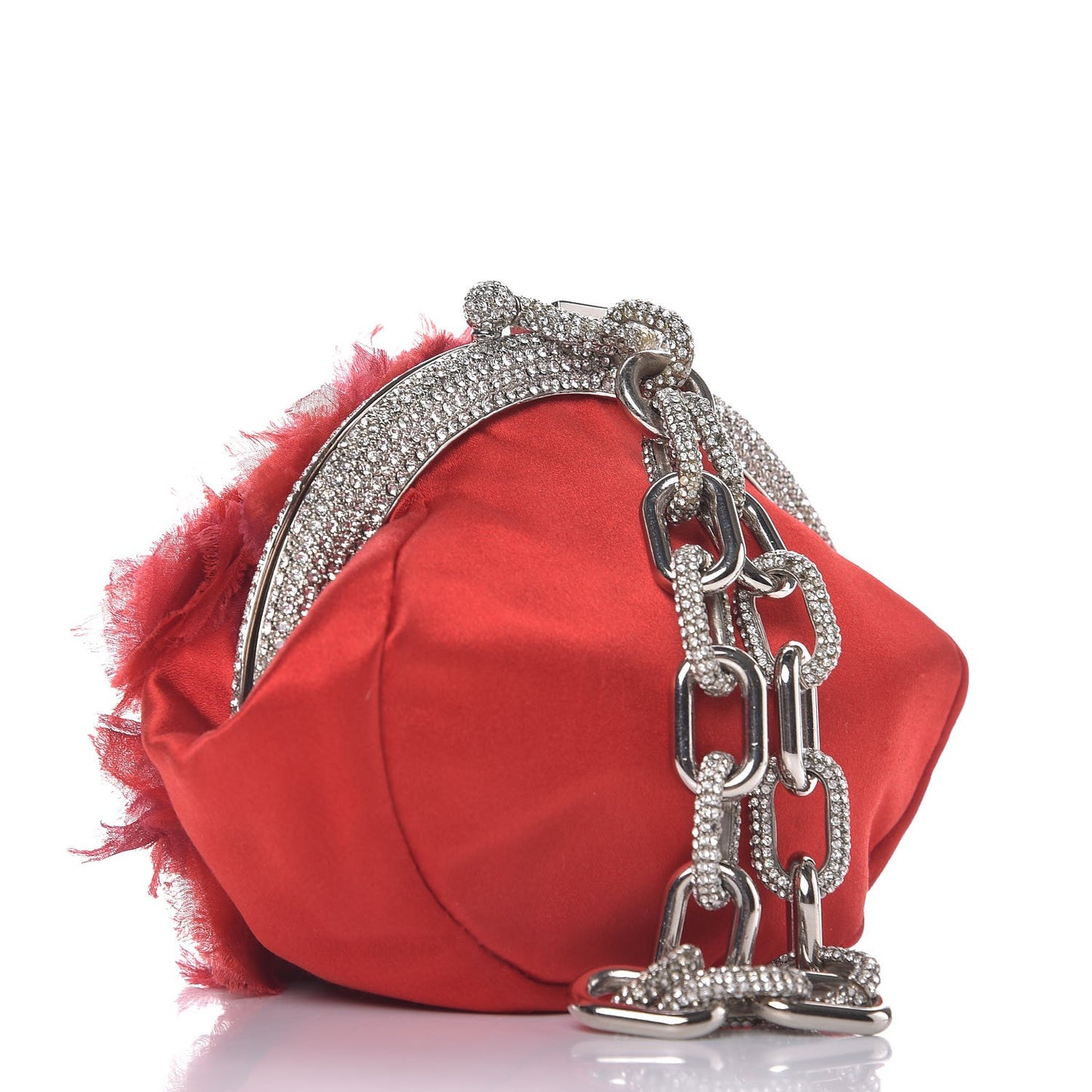 Satin Crystal Clutch Red