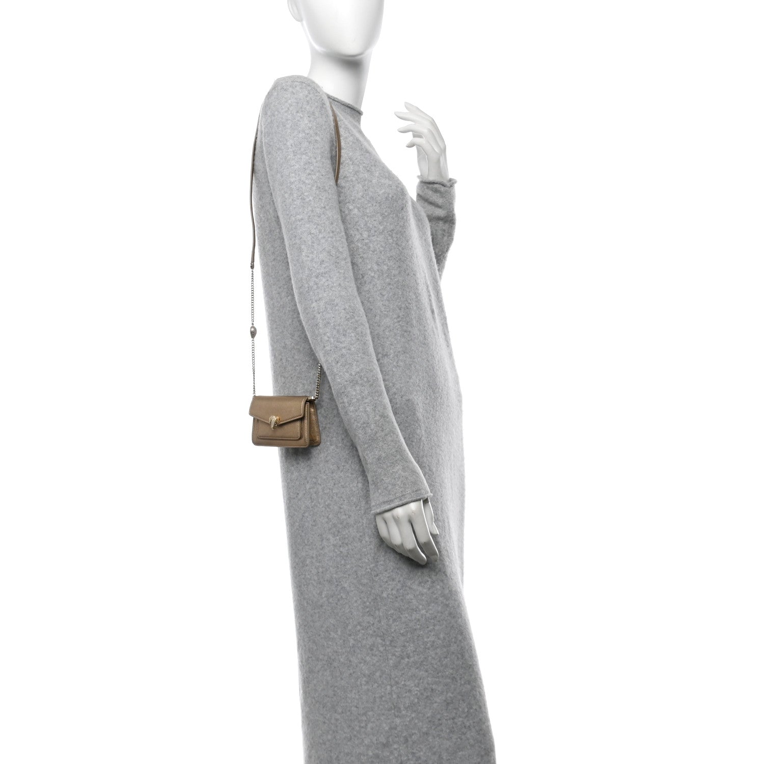 Bulgari Metallic Calfskin Serpenti Forever Micro Bag Gold 3 of 11