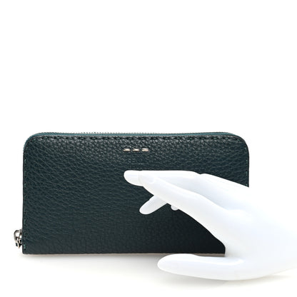 Fendi Cuoio Romano Lux Selleria Zip Around Wallet Blue 2 of 6
