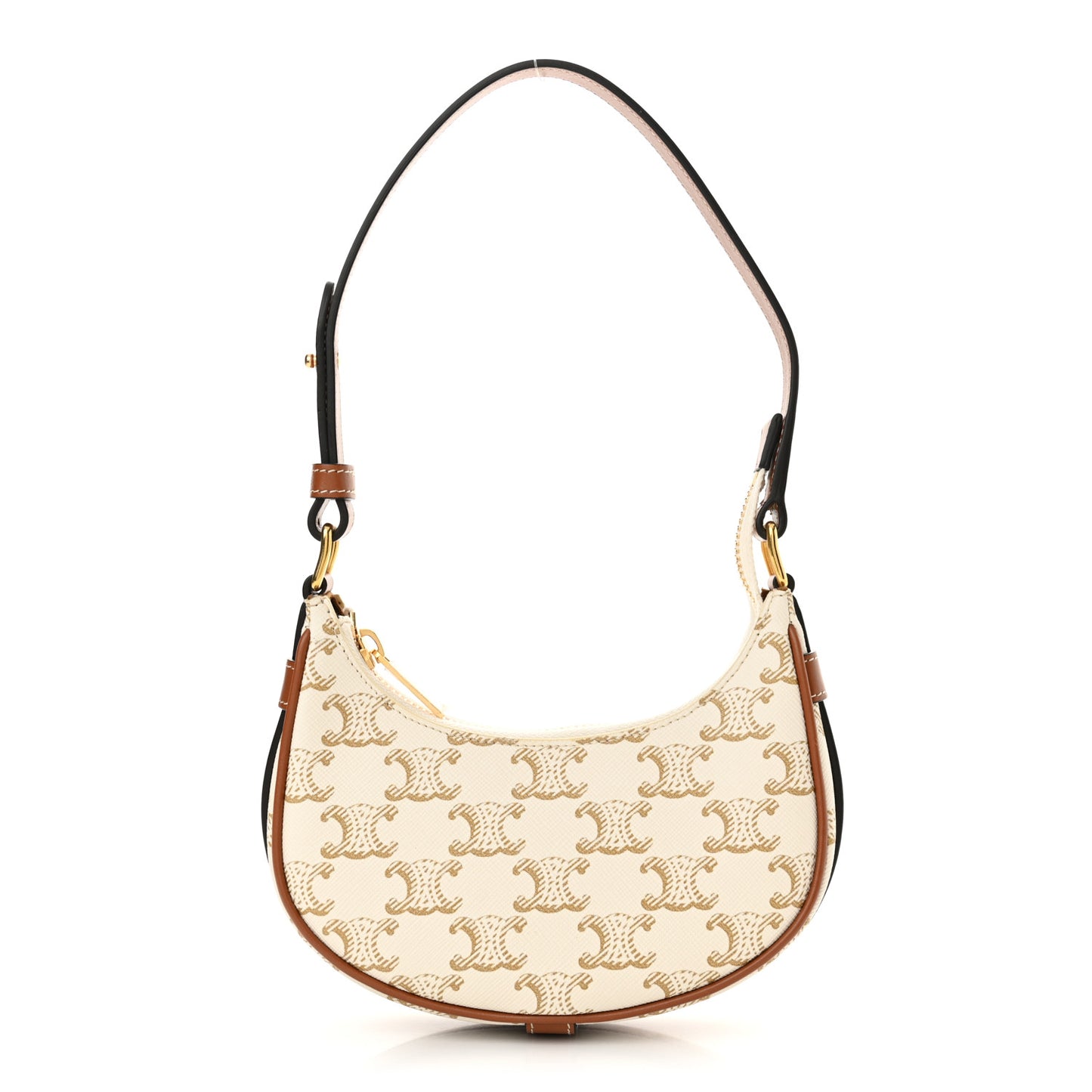 Canvas Calfskin Mini Ava Triomphe Shoulder Bag White