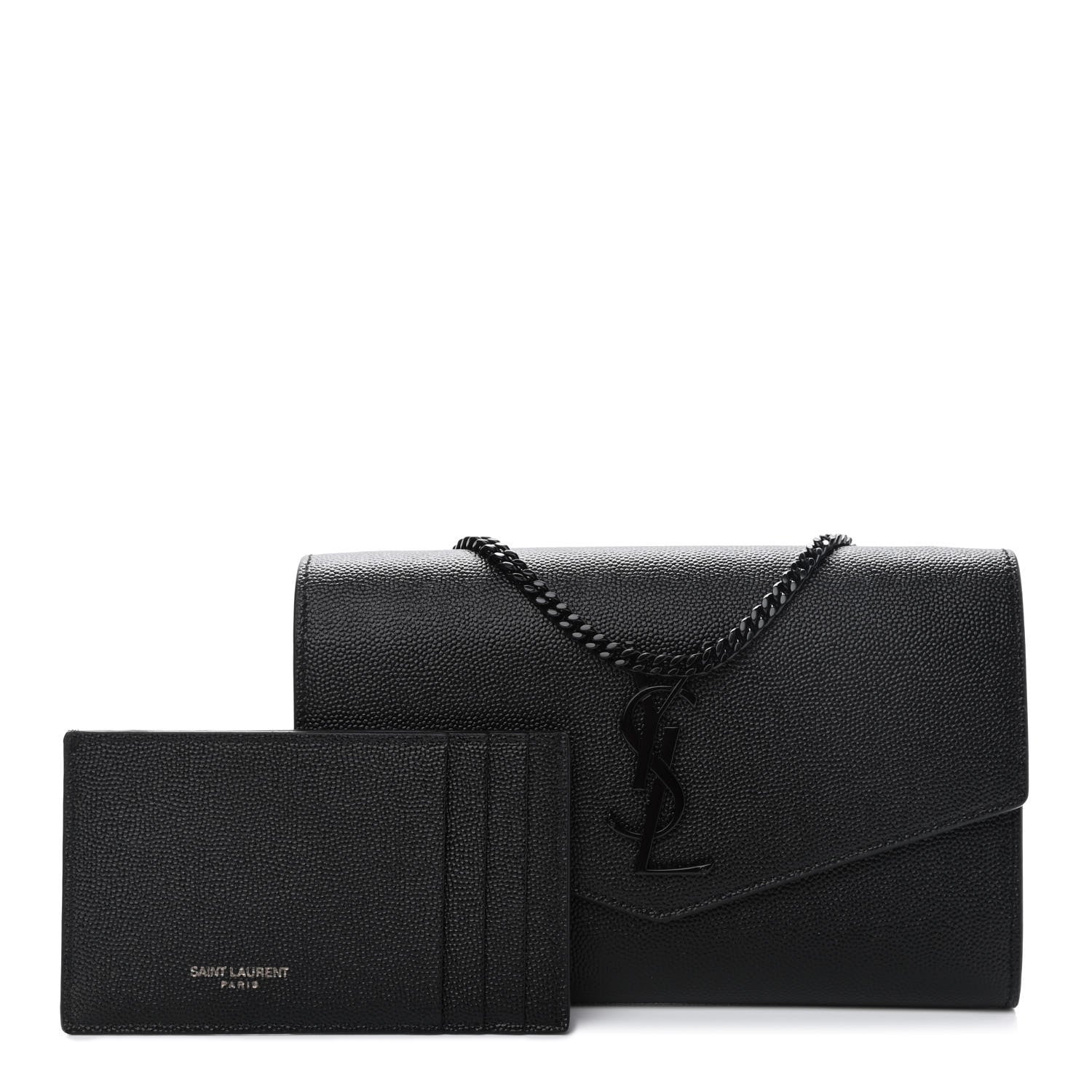 Saint Laurent Grain De Poudre Uptown Chain Wallet Black 1 of 10