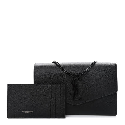 Saint Laurent Grain De Poudre Uptown Chain Wallet Black 1 of 10