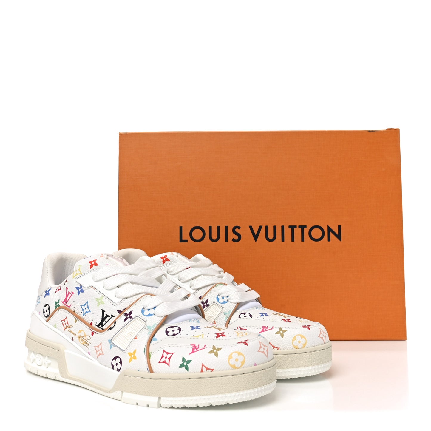LV X TM Calfskin Monogram Multicolor Womens LV Trainer Sneakers 39 White Multicolor