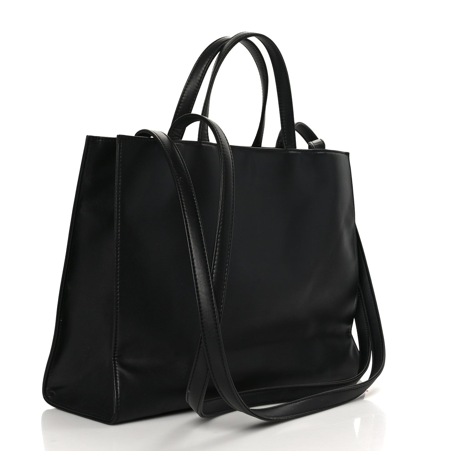 Vegan Leather Medium Shopping Bag Black