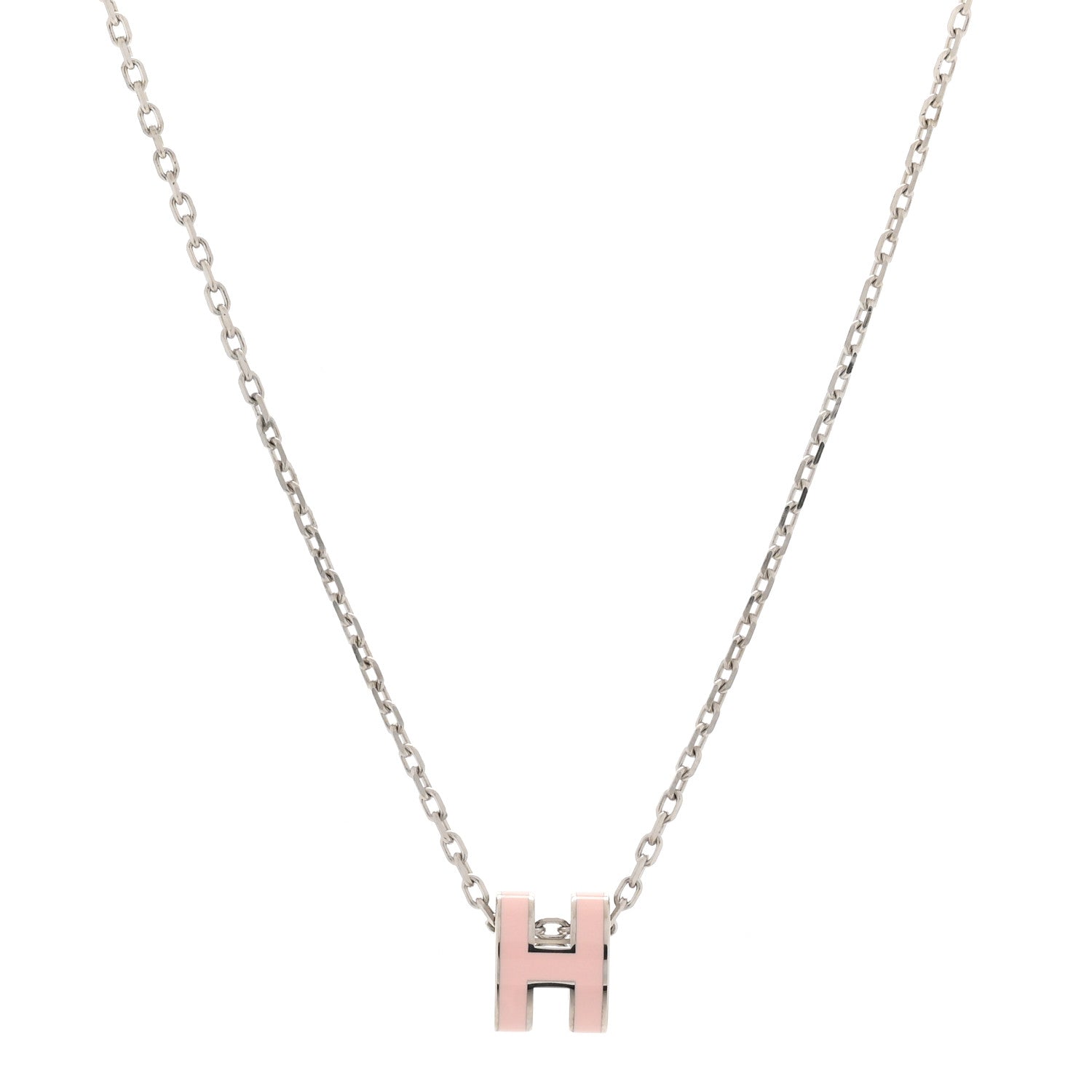 Hermes Palladium Mini Pop H Pendant Necklace Rose Dragee 1 of 4