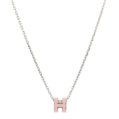 Hermes Palladium Mini Pop H Pendant Necklace Rose Dragee 1 of 4