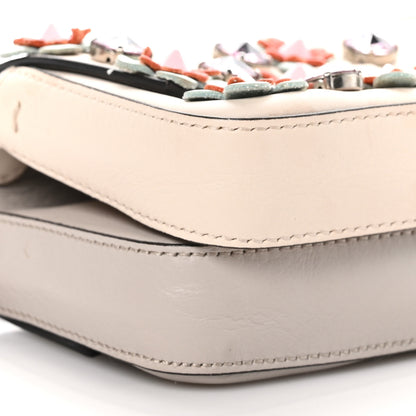 Fendi Vitello Dolce Crystal Flowerland Bi-Color Micro Double Baguette Camelia Grigio Polvere 8 of 9