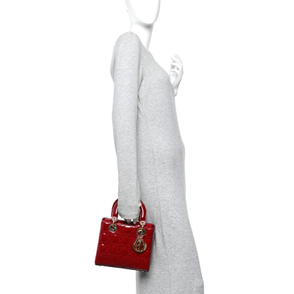 Christian Dior Patent Cannage Small Lady Dior Cherry Red 2 of 10