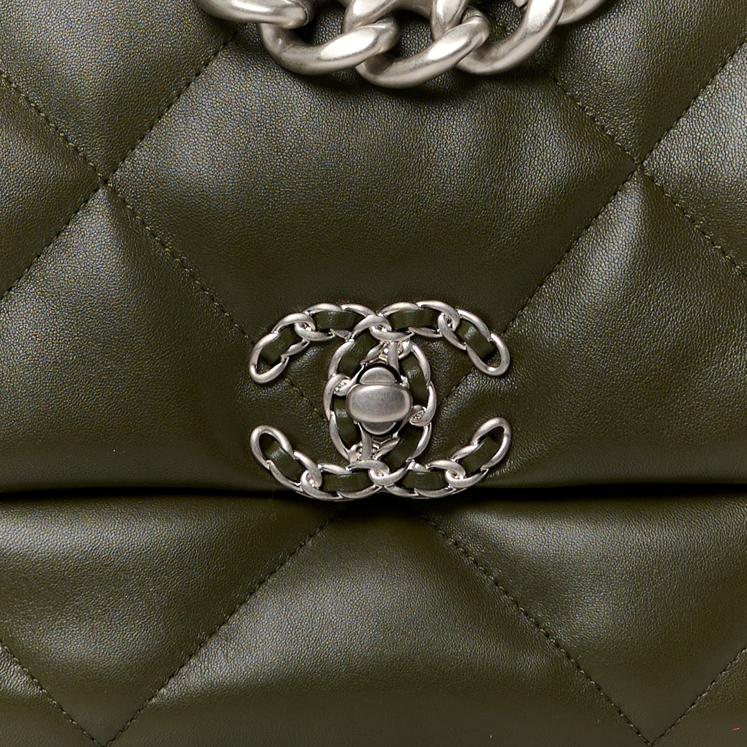 Chanel Lambskin Quilted Large Chanel 19 Flap Khaki 8 of 10