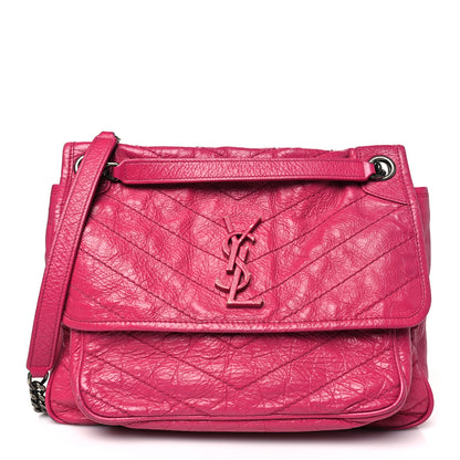 Saint Laurent Crinkled Calfskin Matelasse Monogram Medium Niki Chain Satchel Freesia 1 of 13