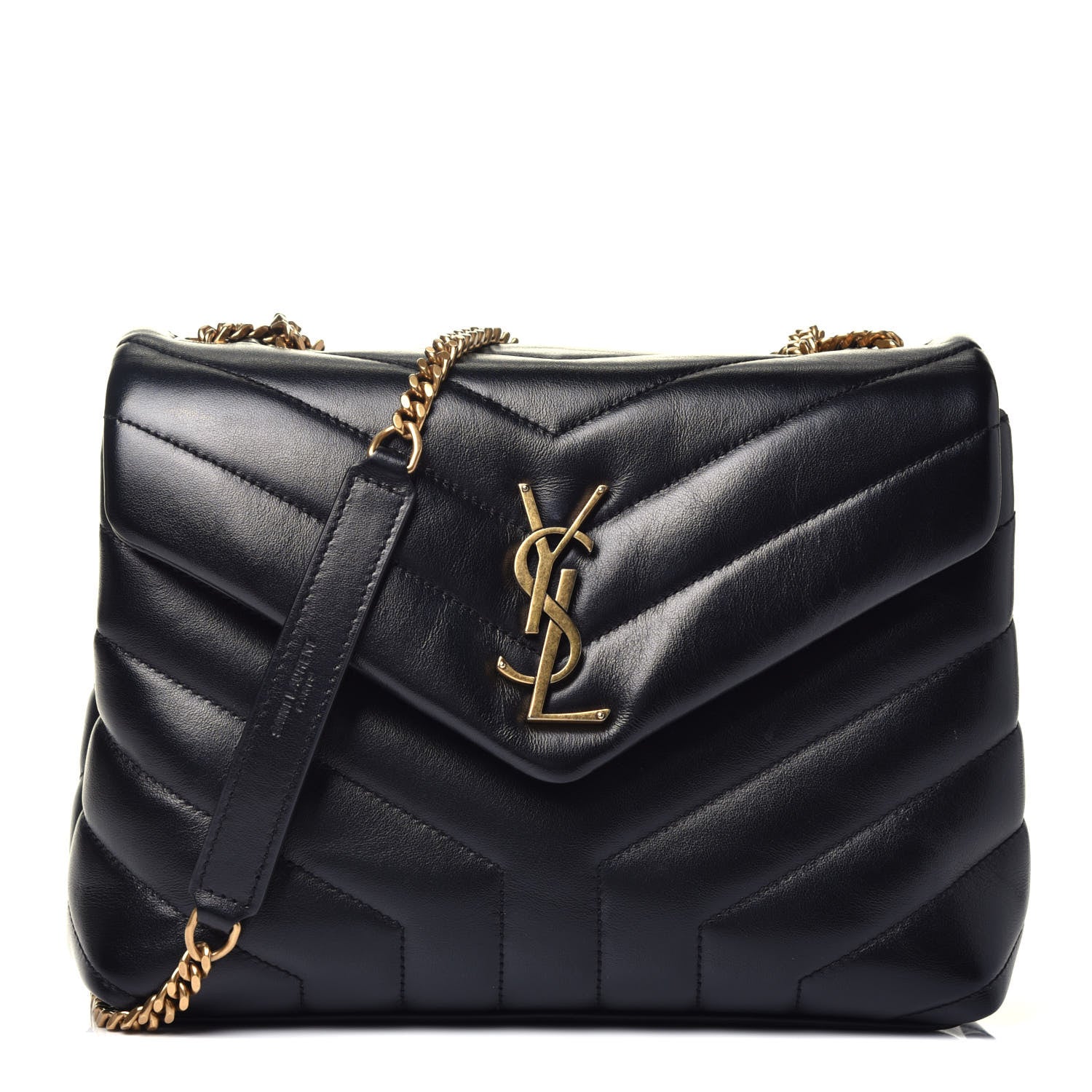 Saint Laurent Calfskin Y Quilted Monogram Small Loulou Chain Satchel Black 1 of 8
