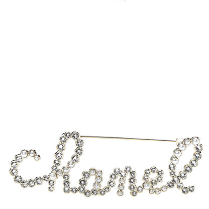 Chanel Metal Glass Swirling Pearls Brooch Pin Gold 1 of 4