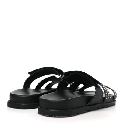 Hermes Calfskin Medor Studded Womens Chypre Sandals 40.5 Black 5 of 9