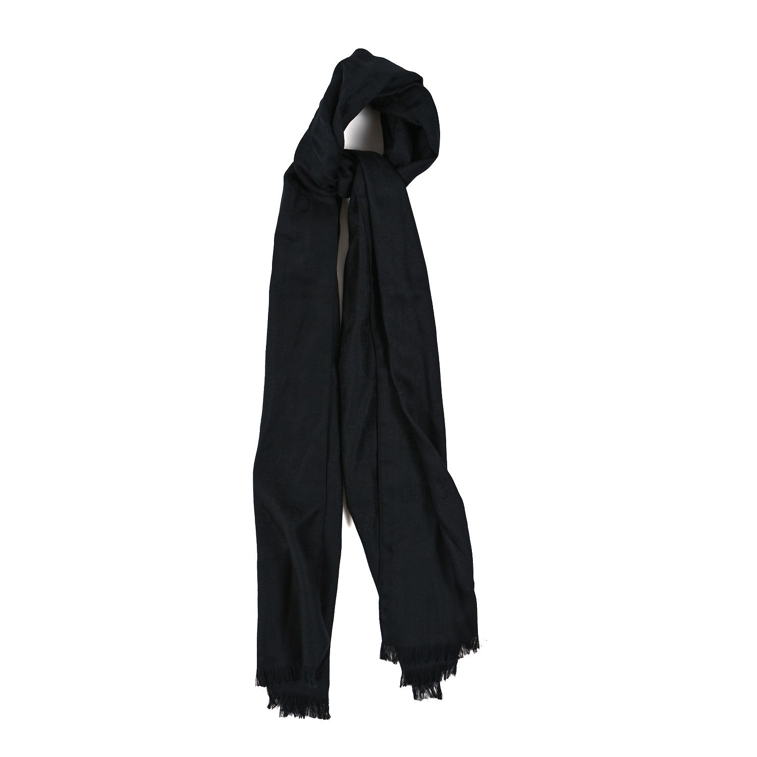 Gucci Wool Silk GG Monogram Scarf Black 1 of 3